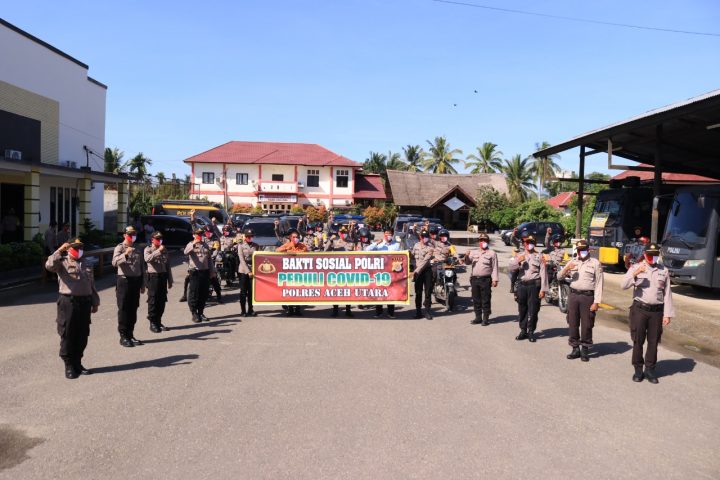 Polri Peduli Covid-19, Polres Aceh Utara Salurkan Bantuan 150 Paket Sembako