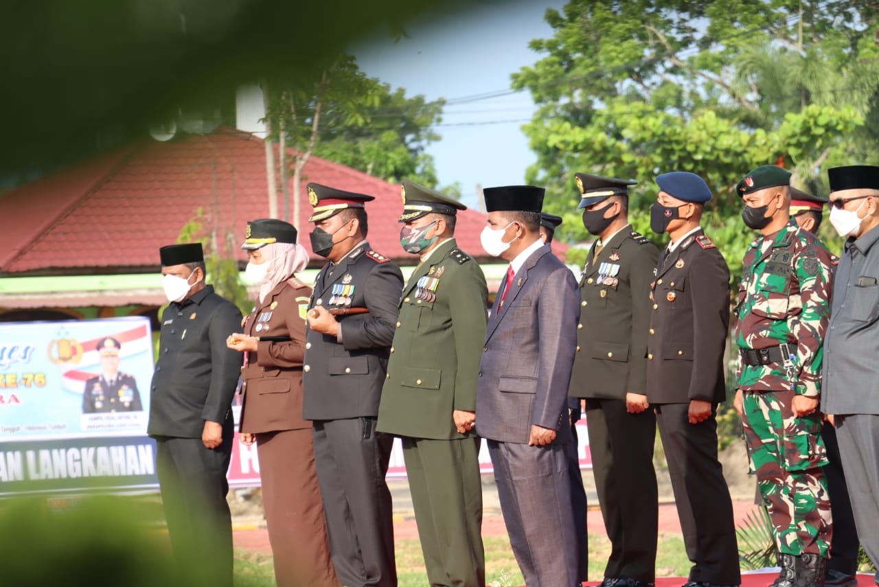 Polres Aceh Utara Gelar Upacara Virtual Serentak  Dan Syukuran Dalam Rangka Hari Bhayangkara Ke-76