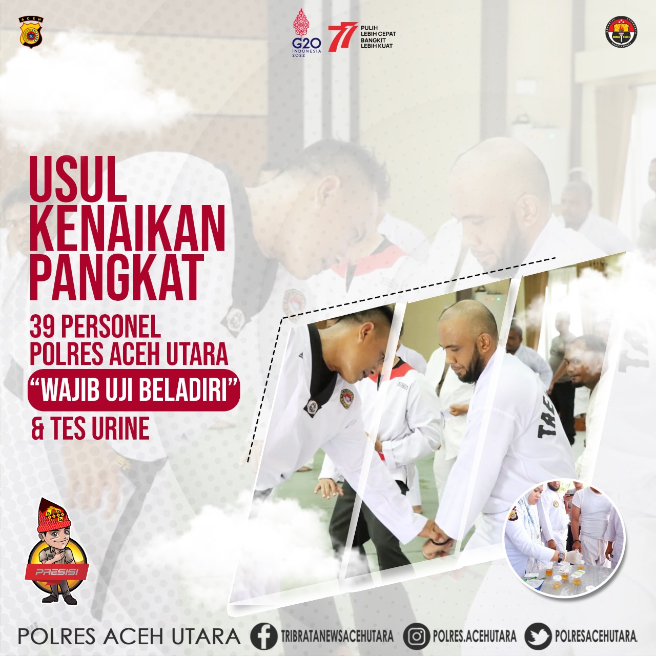39 Personel Polres Aceh Utara Usul Kenaikan Pangkat, “wajib uji beladiri dan Tes Urine”