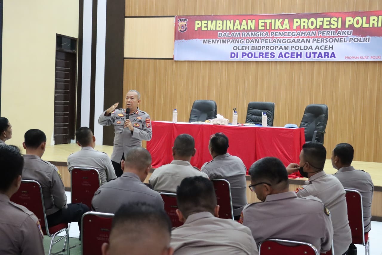 Polres Aceh Utara Terima Kunjungan Pembinaan Etika Profesi Polri Oleh Bid Propam Polda Aceh