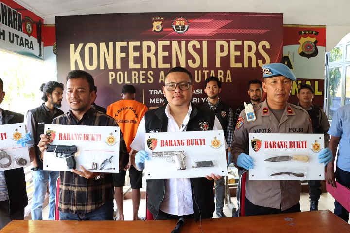 Polres Aceh Utara Ungkap Kasus Kepemilikan Senjata Api dari Mukim & Ayah Moren